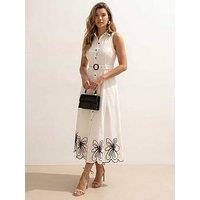 Style Cheat Embroidered Linen Sleeveless Daphne Dress - White