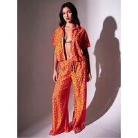 South Beach Floral Crochet Wide Leg Trousers