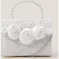 Monsoon Girls Rosette Pearl Handle Bag - Light Cream