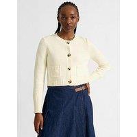 Albaray Cotton Cropped Cardigan - Cream