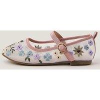 Monsoon Girls Flower Embroidered Ballerina Shoes - Multi