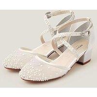 Monsoon Girls Pearly Criss Cross 2 Part Heel Shoes - Light Cream