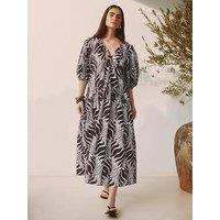 Albaray Mono Palm Dress - Chocolate/White