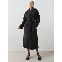 The Very Collection Womens Shawl Collar Tie Belt Wrap Coat - Black