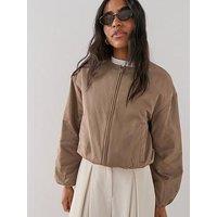 The Very Collection Soft Volume Bomber Jacket - Brown