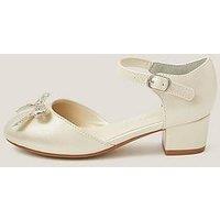 Monsoon Girls Silver Bow Gem 2 Part Heel Shoes - Light Cream