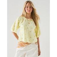 Free People Jessie Eyelet T-Shirt - Yellow
