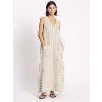 Albaray Linen Stripe Sleeveless Dress - Beige