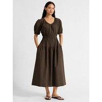 Albaray Gingham Midi Dress - Brown