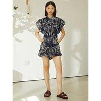 Jovanna Liraia Embroidered Playsuit - Navy