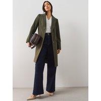 The Very Collection Womens Longline Single Breasted Notch Lapel Coat - Green