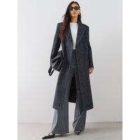 The Very Collection Womens Double Breasted Longline Textured Coat - Navy