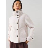 The Very Collection Womens Funnel Neck Button-Through Coat - Cream
