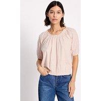 Albaray Elastic Hem Scoop Neck Top - Cream