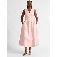 Albaray Cotton Sateen Gathered Side Dress - Pink
