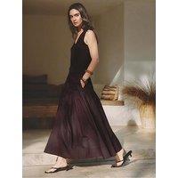 Albaray Cotton Sateen Full Skirt - Brown