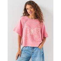 Free People Dahlia Short Sleeve Pullover - Pink