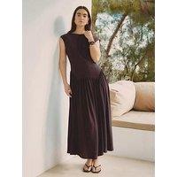 Albaray Dipped Drop Waist Maxi Dress - Brown