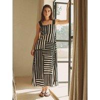 Albaray Iconic Patchwork Stripe Dress - Black/Cream