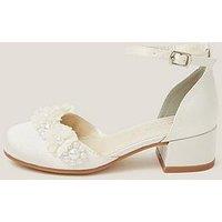 Monsoon Girls Pearly Pom Flower Heel Shoes - Light Cream