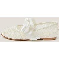 Monsoon Girls Lace Bow Ballerina Shoes - Light Cream