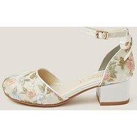Monsoon Girls Pastel Flower Embroidered 2 Part Heel Shoes - Light Cream