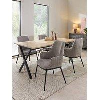 The Very Collection Harlem 160Cm Light Oak Dining Table & 4 Nina Light Grey Dining Chairs - Fsc Certified