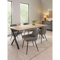 The Very Collection Harlem 160 Cm Light Oak Dining Table + 4 Sorena Grey Chairs