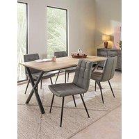 The Very Collection Harlem 160Cm Light Oak Dining Table & Harlem Grey Dining Chairs - Fsc Certified
