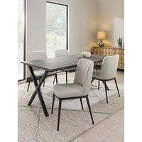 The Very Collection Harlem 180Cm Black Oak Dining Table & 4 Willow Standard Dining Chairs
