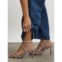 River Island Heatseal Strappy Heeled Sandal - Silver