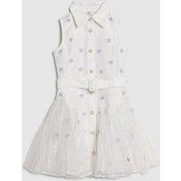 River Island Older Girls Floral Organza Prom Dress - White