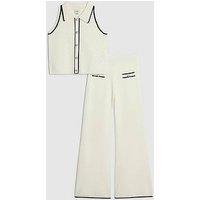 River Island Older Girls Heart Button Polo Top Set - Cream