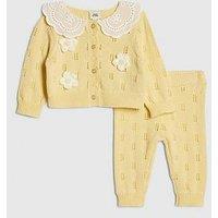 River Island Baby Girls Broderie Daisy Knit Set - Yellow
