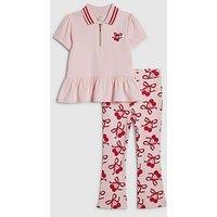 River Island Mini Girls Cherry Bow Leggings Set - Pink
