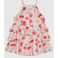 River Island Mini Girls La Mer Beach Print Dress - Blue/Pink