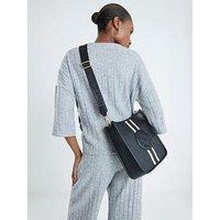 River Island Stripe Front Logo Messenger Bag - Black