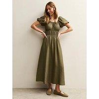 New Look Khaki Milkmaid Midi Dress - Green
