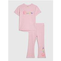 River Island Mini Girls Branded Script T-Shirt Set - Pink