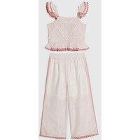 River Island Mini Girls Striped Top And Trouser Set - Pink