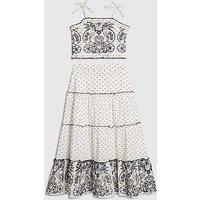 River Island Older Girls Printed Cami And Maxi Skirt Set - White