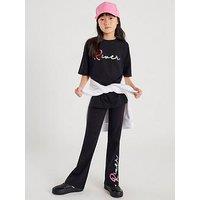 River Island Older Girls Back Print T-Shirt And Legging Set - Black