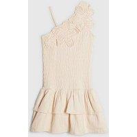 River Island Older Girls Crochet Flower Dress - Cream