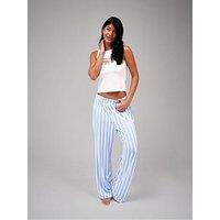 Loungeable Lemon Print Rib Vest & Jersey Trouser Pyjama Set - Blue