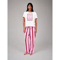 Loungeable Please Leave Printed Tee Pj Set - Pink