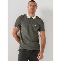 Armani Exchange Logo Collar Slim Fit Polo Shirt - Dark Khaki
