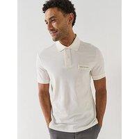 Armani Exchange Slim Fit White Edition Logo Polo Shirt - Cream
