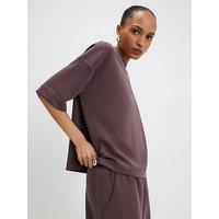 River Island Short Sleeve Premium Neo Swash Boxy Tee - Brown