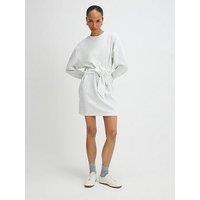 River Island Long Sleeve Tie Front Mini Sweatshirt Dress - Grey