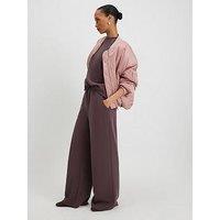 River Island High Waisted Premium Neo Swash Wide Jog - Brown